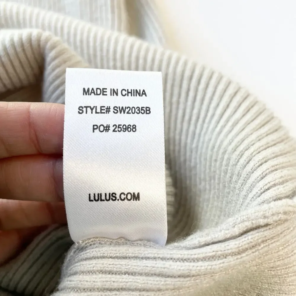Lulus Womens M Jourdaine Taupe Bell Sleeve Sweater‎ Dress V-Neck Fall Stretchy